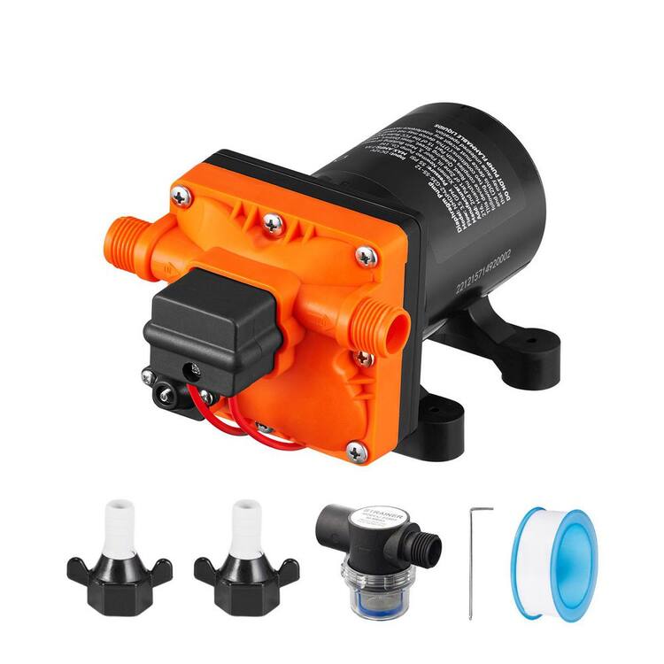 SKYSHALO Water Diaphragm Pump, 12V DC, 3.5 GPM, 55 PSI (40-80 PSI Adjustable), 1/2 in. MNPT Self-Priming for RV, Boat, Lawn