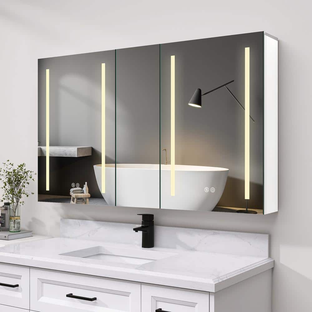 NTQ 50 in. W x 30 in. H Modern Rectangular Aluminum Defogger Dimmable