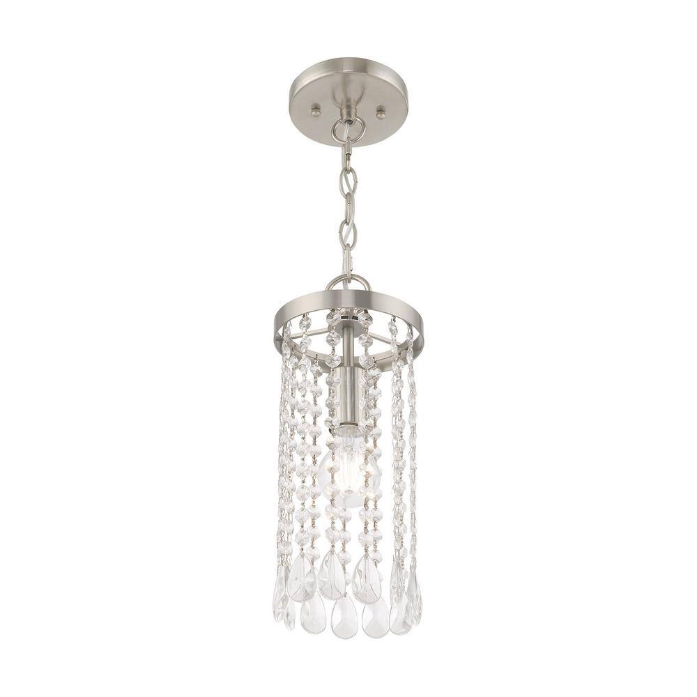 Elizabeth Brushed Nickel Mini Pendant with Clear Crystal Frills