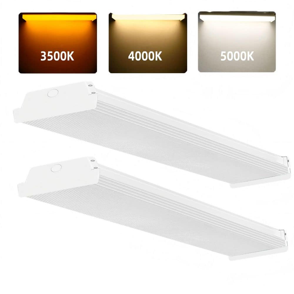 4 ft. 5000 Lumens Integrated LED Dimmable White Wraparound Light, 3500k/4000K/5000K, Workshop Flush Mount Light (2-Pack) price history on PriceWatchPro