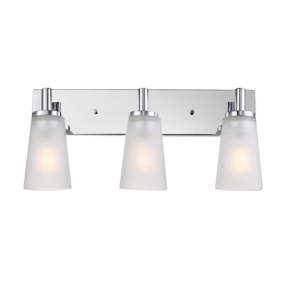 Globe Electric Alyssa 3Light Chrome Vanity Light with Frosted Glass