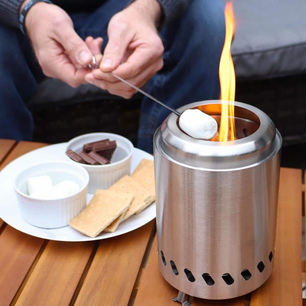 8-Inch Silver Stainless Steel Tabletop Smokeless Fire Pit