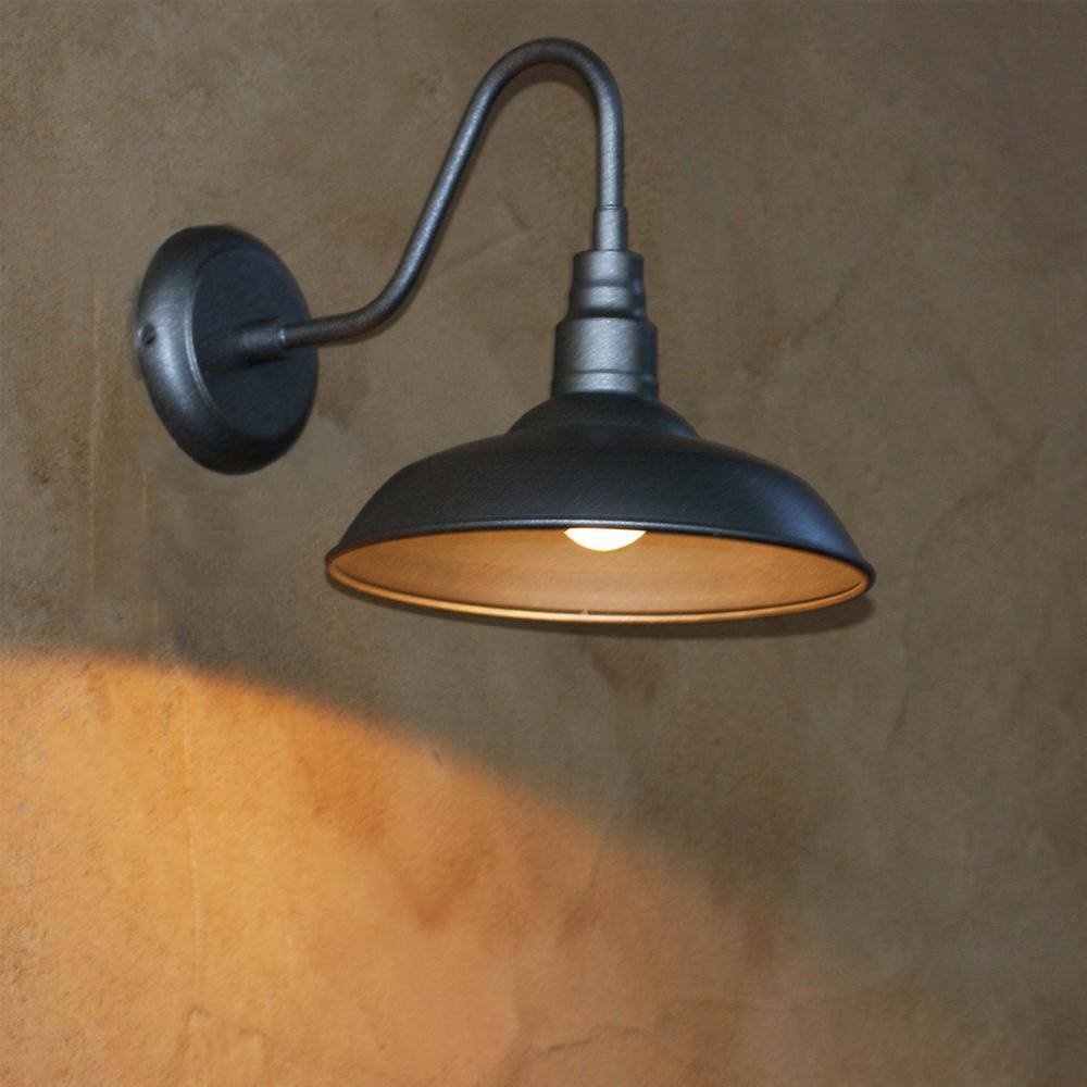 Silver 17" Direct Wired Metal Gooseneck Barn Sconce