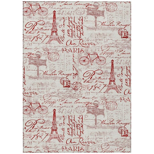 Chantille Machine Washable Indoor/Outdoor Abstract ACN2209 Red 8 ft. x 10 ft. Area Rug