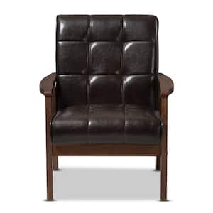 Masterpiece Mid-Century Dark Brown Faux Leather Upholstered Chair