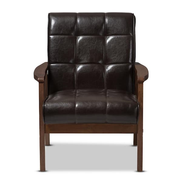 Baxton Studio Masterpiece Mid Century Dark Brown Faux Leather