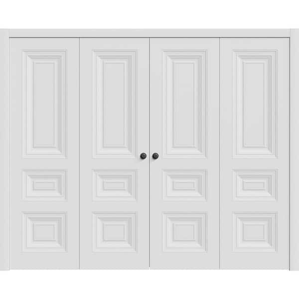 7233 96 in. x 80 in. Sold Core White Color Wood Bi-fold Door with Hardware