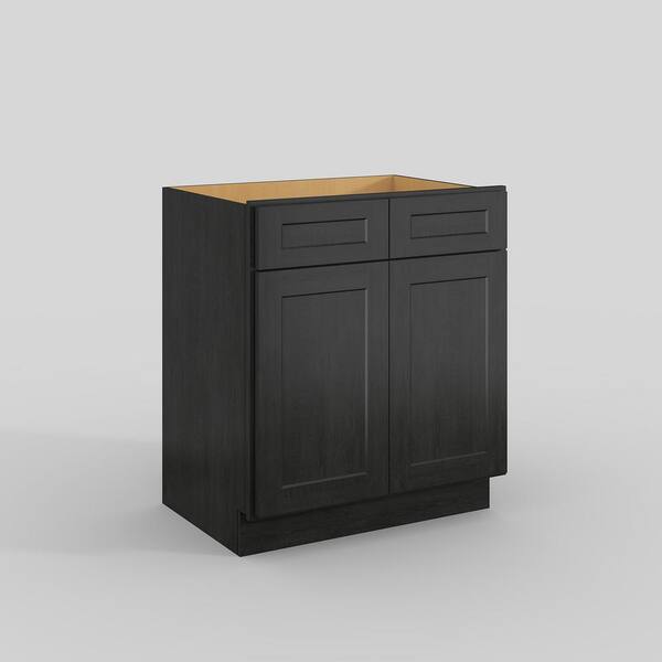 Hausvita 30 in. W x 21 in. D x 34.5 in. H in Shaker Charcoal Plywood Ready to Assemble Floor Vanity Sink Base Kitchen Cabinet