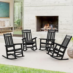 OrangeOne Black Recycled Plastic HDPS Porch Patio Adirondack Outdoor ...