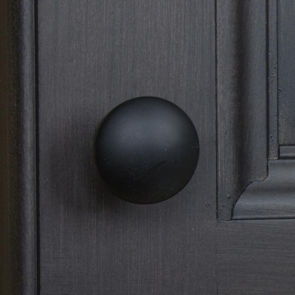 1 in. Dia Matte Black Round Convex Cabinet Knob (10-Pack)