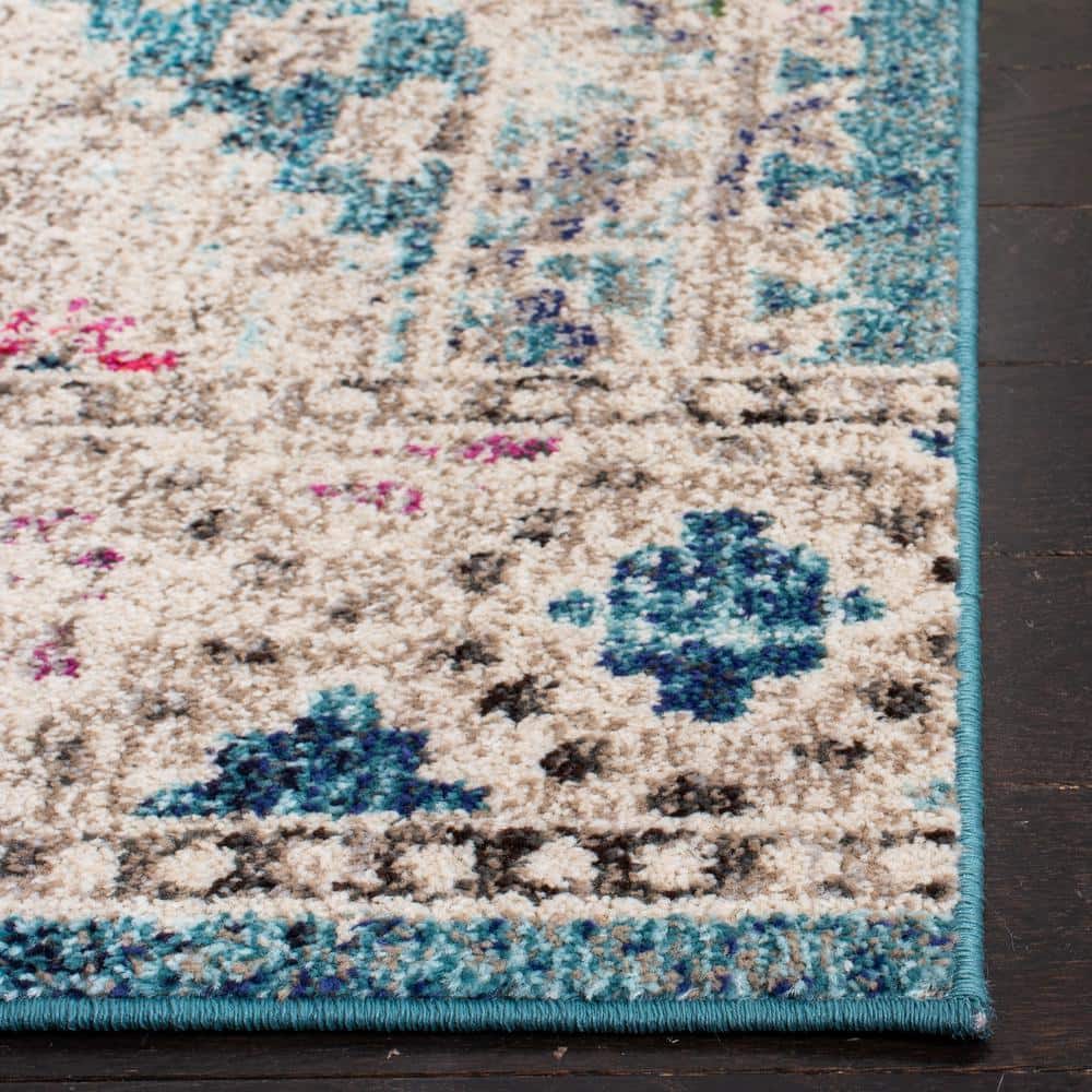 Madison 5' Square Dark Blue and Yellow Synthetic Area Rug