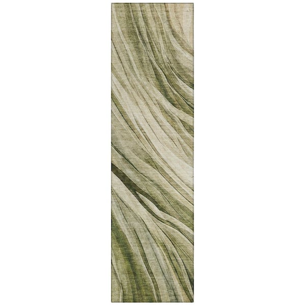 Chantille Machine Washable Indoor/Outdoor Abstract ACN2871 Aloe 2 ft. x 7 ft. Runner Rug
