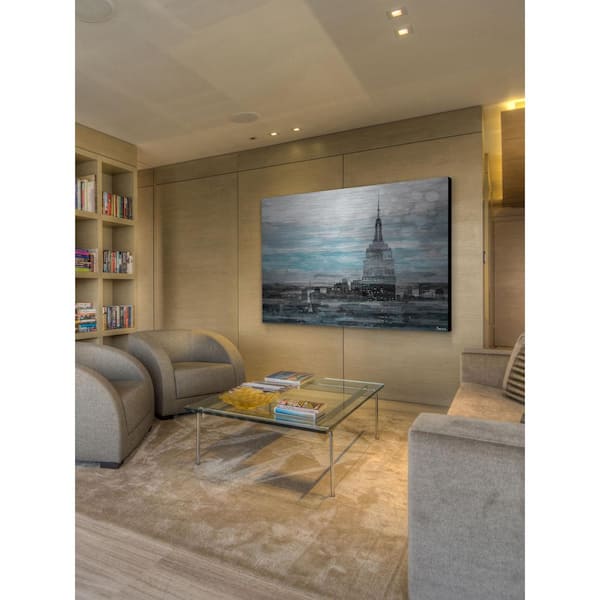 Unbranded 30 in. H x 45 in. W "Blue City Hues" by Parvez Taj Printed Brushed Aluminum Wall Art
