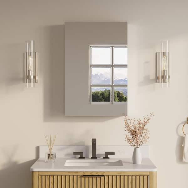 ANGELES HOME 20 in. W x 30 in. H Rectangular Recess/Surface Mount Medicine Cabinet w/Mirror, Reversible Soft Close Door, Left/Right