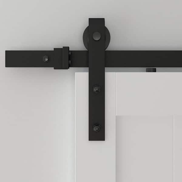 78-3/4 in. Black Sliding Barn Door Hardware and Track Kit