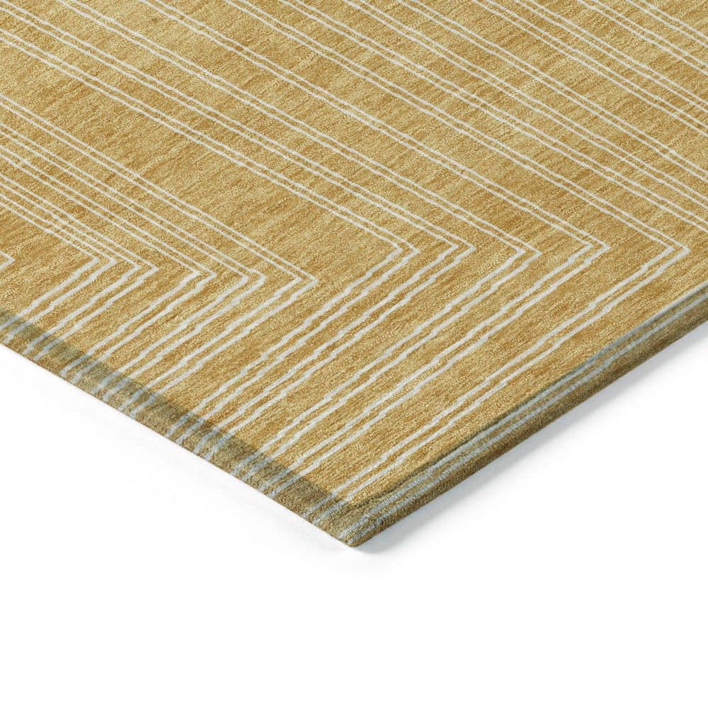 Gold Geometric Flat Woven Washable Rectangular Rug