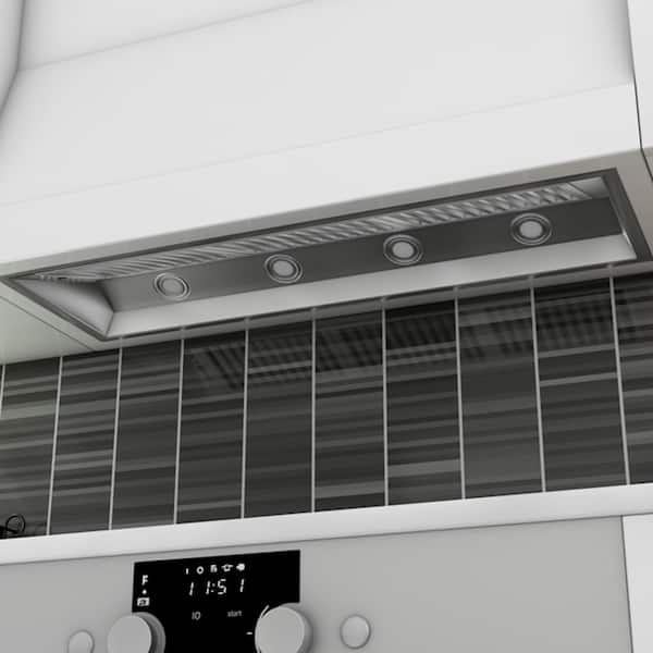 46 in. 400 CFM Ducted Range Hood Insert with Remote Blower in Stainless Steel