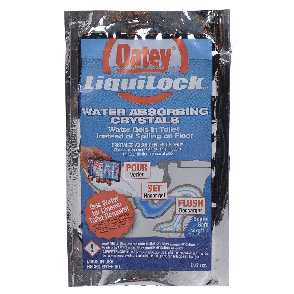OATEY LIQUILOCK Eliminate Spills During Toilet Removal Solidifies Water NEW!