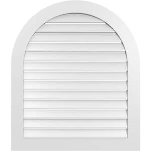 36 in. x 42 in. Round Top Surface Mount PVC Gable Vent: Functional with Standard Frame