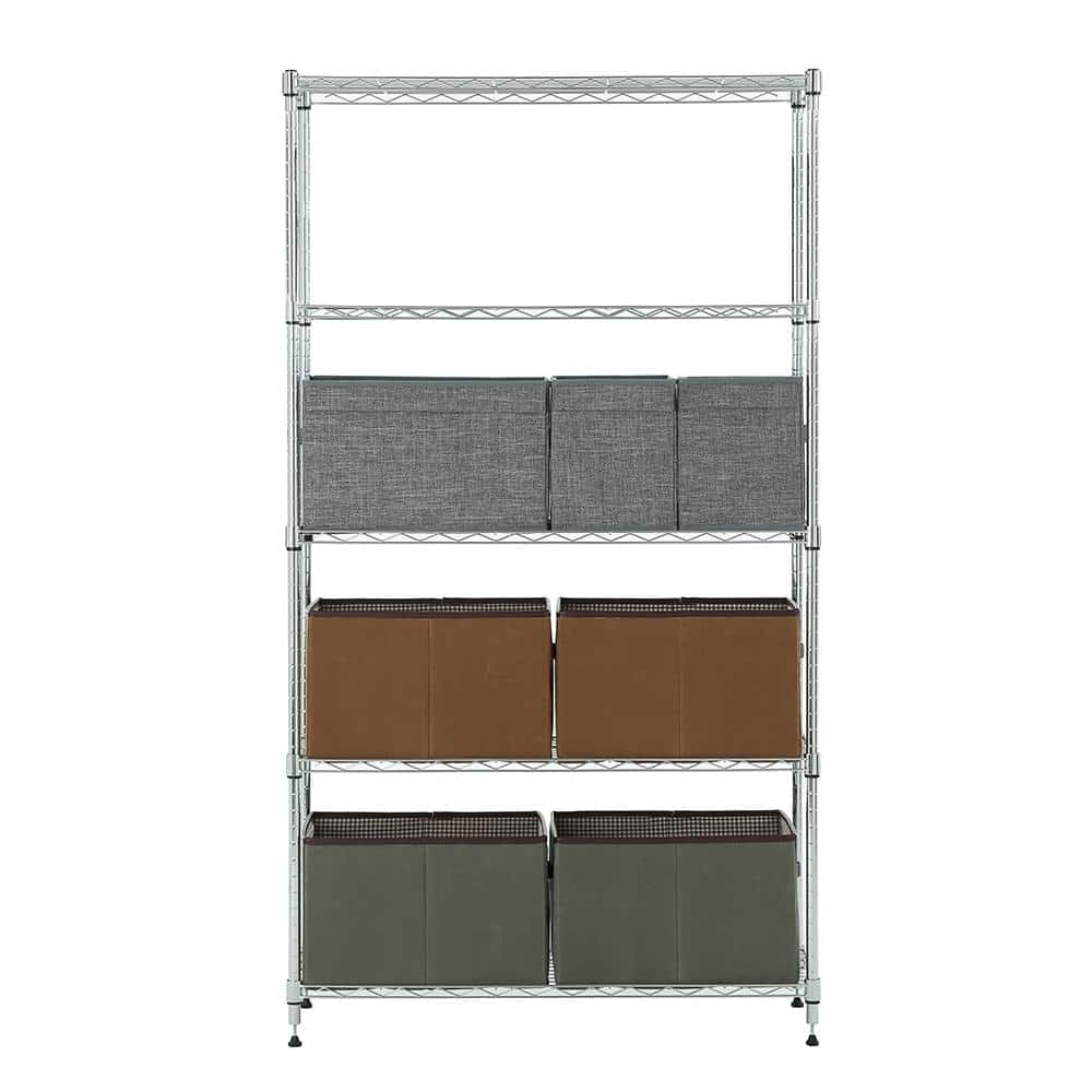 Adjustable Chrome 5-Tier Wire Shelving Unit