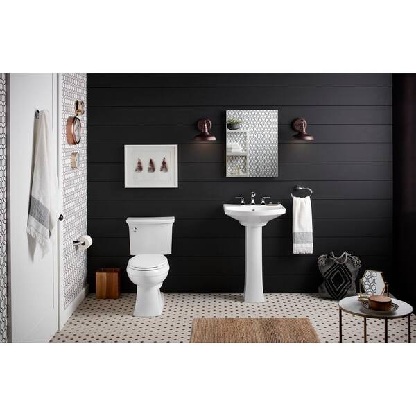 KOHLER Elmbrook 24 in. Pedestal Sink in White with 8 in. Widespread Faucet Holes