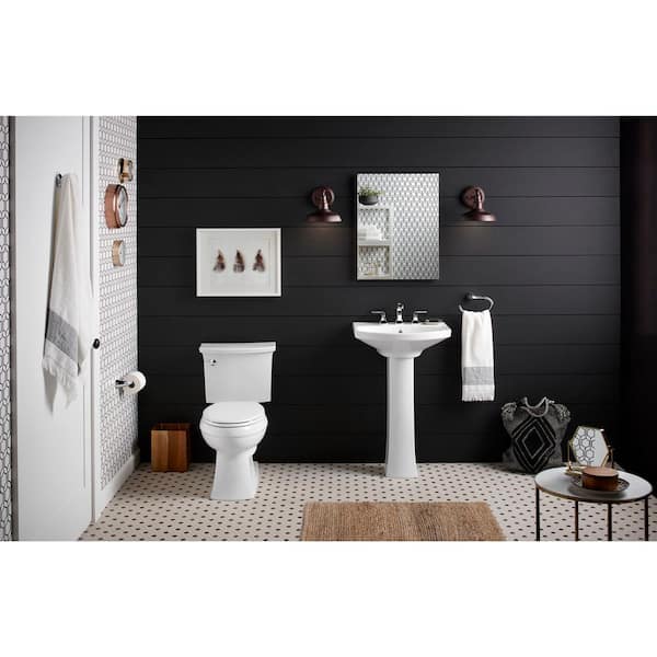 Elmbrook White Vitreous China 24 in. Novelty/Specialty Pedestal Vessel Sink with 8 in. Widespread Faucet Holes
