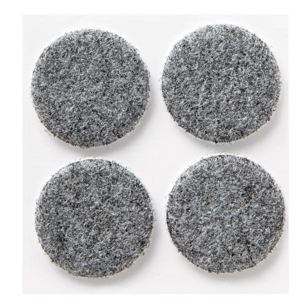 Gray Heavy Duty Round Felt Floor Pads, 1.5 inches, 4-Pack