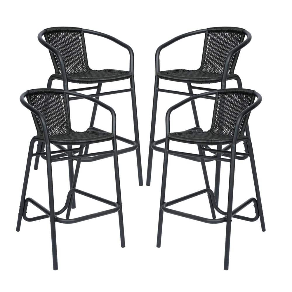 Carnegy Avenue Lila Black Metal Outdoor Bar Stool 4-Pack CGA