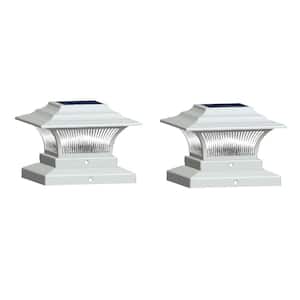 10 Lumens White Integrated LED Outdoor Solar Post Cap (2-Pack)