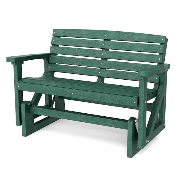 Wildridge Classic 2-Person Turf Green Plastic Outdoor Glider
