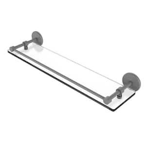 22 in. x 5 in. x 3 in. Tempered Glass Shelf with Gallery Rail in Matte Gray
