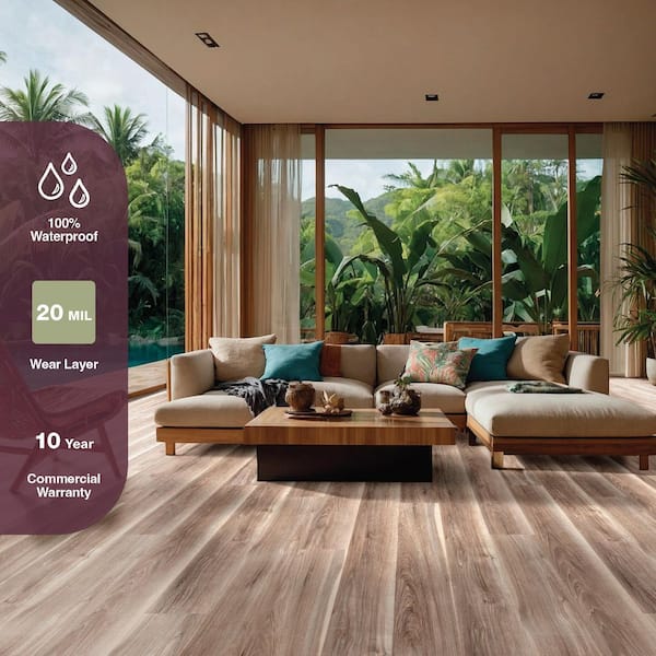 Cassique 20 MIL x 7 in. x 48 in. Waterproof Click Lock Rigid Core Luxury Vinyl Plank Flooring (21.39 sq. ft. /Case)