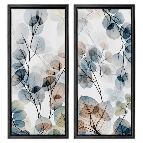 Elegant Botanical Plant Leaves by Albert Koetsier 2 Piece Black Floater Frame Graphic Art Print Nature 31 in. x 15 in.