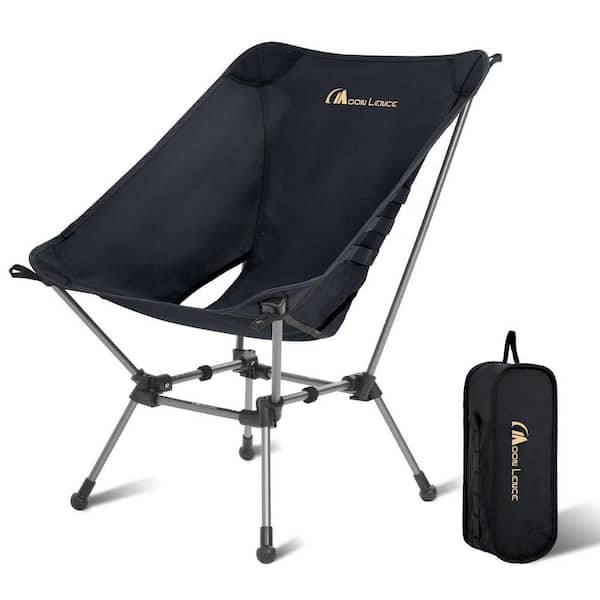 18.1 in. 330 lb. Capacity Portable Folding Camping Chair with Storage Bag for Backpacking and Hiking, Black
