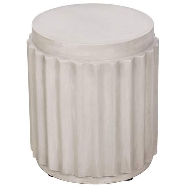 MM MODERN MUSE Round Accent End Table TerraFab for Outdoor Patio Garden Indoor Home, Off-White