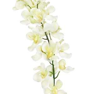 30 in. Cream Artificial Vanda Orchid Singapore Flower Stem Tropical Spray (Set of 3)