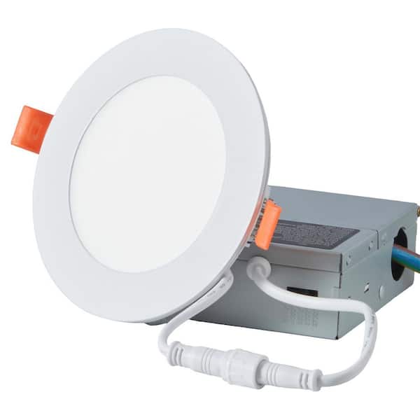 12 Pack 4in. LED Recessed Ceiling Light 5CCT Ultra-Thin Canless Wafer Downlight with Junction Box 800LM 9W 120V