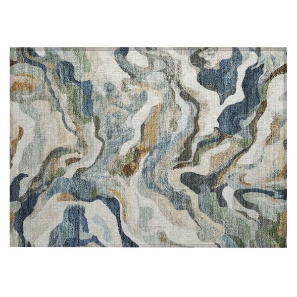 Chantille Machine Washable Indoor/Outdoor Abstract ACN2162 Denim 1 ft. 8 in. x 2 ft. 6 in. Accent Rug