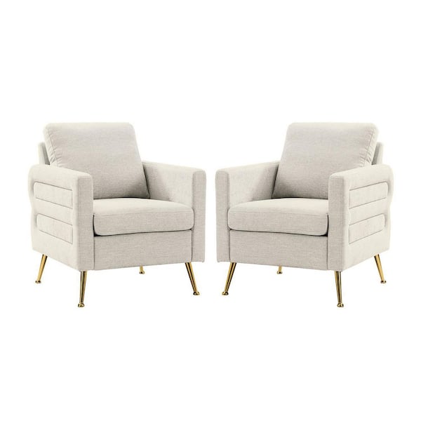 ARTFUL LIVING DESIGN Estela Ivory Armchair With Metal Legs-S2