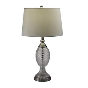 Culmore 26 in. Satin Nickel Table Lamp with Softback Fabric Shade