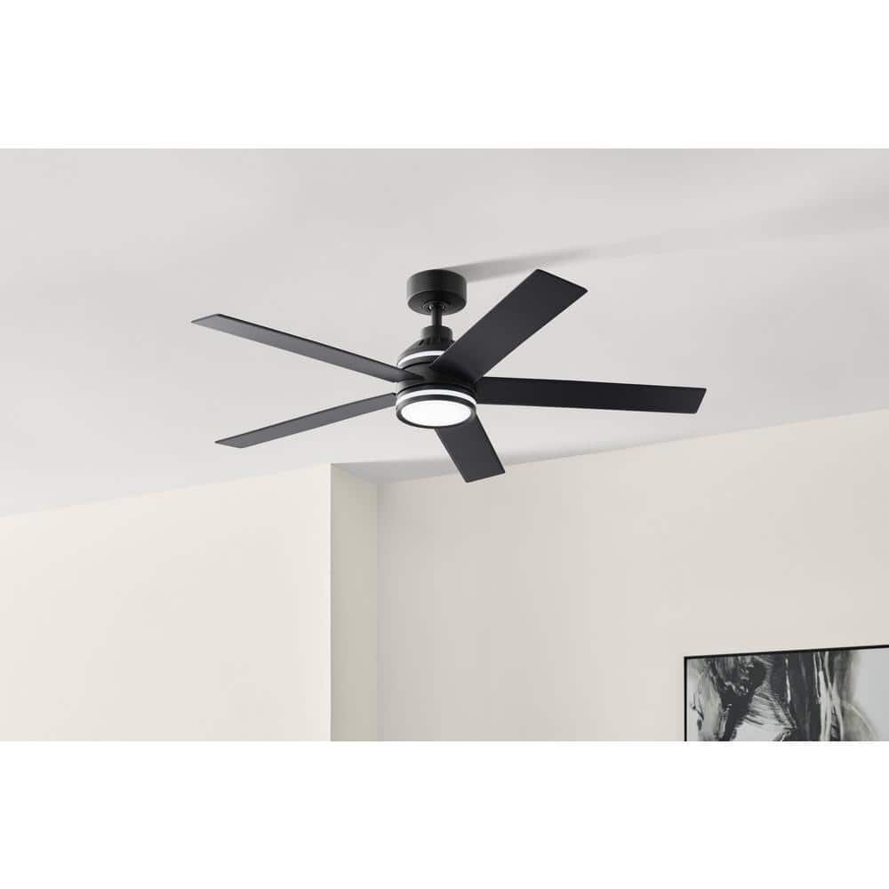 Hampton Bay Ashburrow 52 in. Indoor Matte Black Ceiling Fan