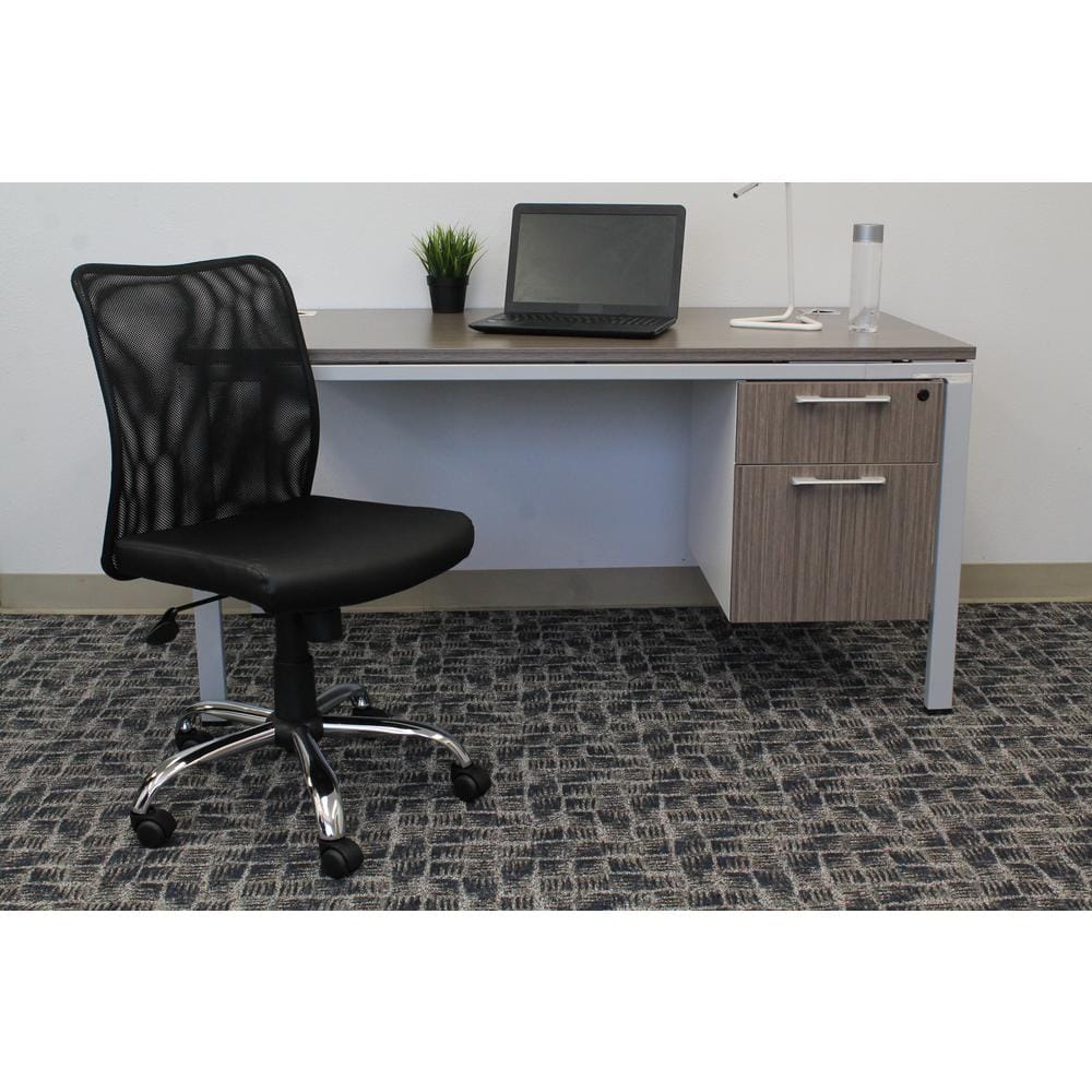 Black Mesh and Vinyl Swivel Task Chair with Chrome Base