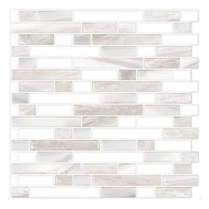 Vinyl Collection Beige and White 12 in. x 12 in. Vinyl Peel and Stick Tile (10 sq. ft./10-Sheets)