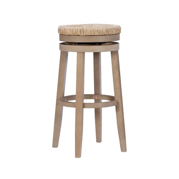 Mesquite 31 in. Natural Backless Wood Bar Stool with Seagrass Seat