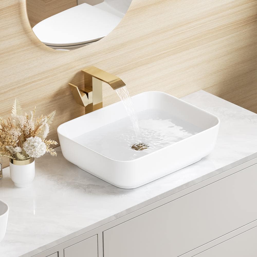 Salerno 20" x 15" White Vitreous China Rectangular Vessel Sink
