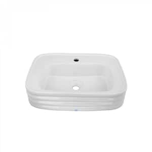 Book 23.5 in. Rectangular Countertop Ceramic Vessel Sink in White with Single Faucet Hole Renovators Supply