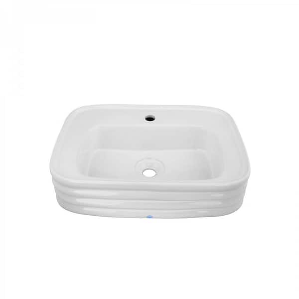 RENOVATORS SUPPLY MANUFACTURING Book 23.5 in. Rectangular Countertop Ceramic Vessel Sink in White with Single Faucet Hole Renovators Supply
