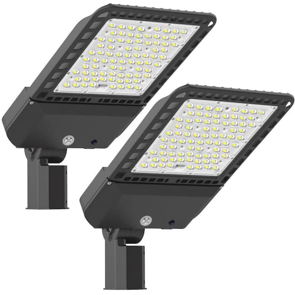Bronze 1500-Watt Equivalent Outdoor Integrated LED 300-Watt Slip Fitter Parking Lot Area Light 5000K 39000 Lumens 2-Pack