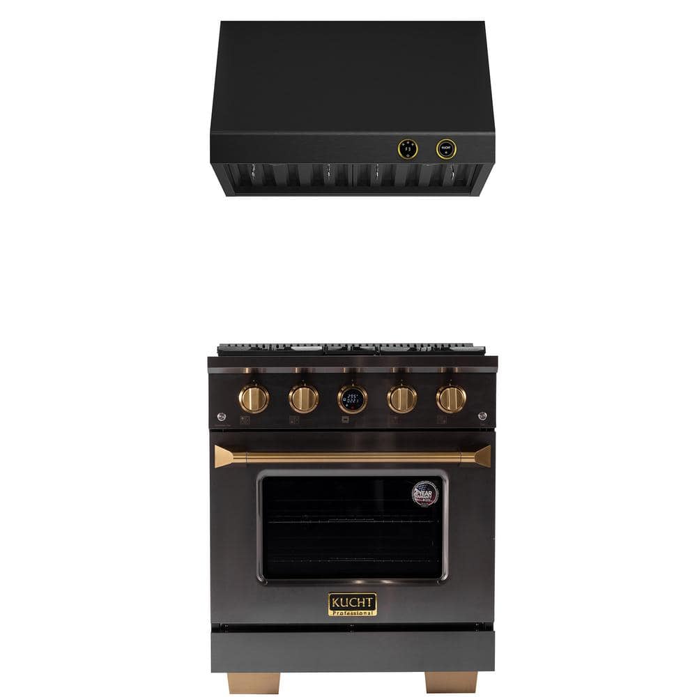 30 in. 4.2 cu. ft. 4-Burners Dual Fuel Range for Propane Gas in Titanium and Gold Plus Under Cabinet Range Hood price history on PriceWatchPro