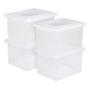 IRIS USA 32 Qt. WEATHERPRO Letter Size Portable File Box, 4 Pack